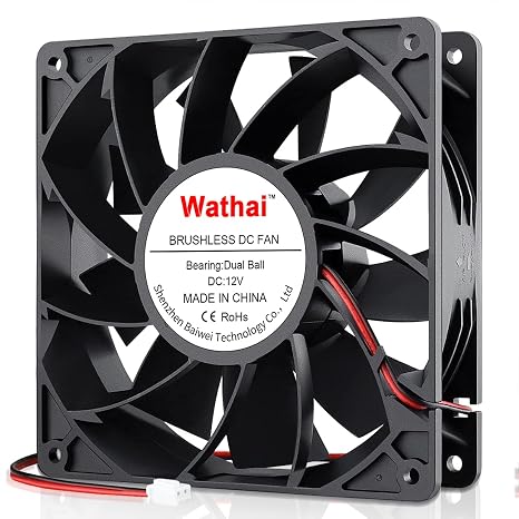 Wathai 140mm x 38mm Case Fan 12V Exhaust Fan Dual Ball High Airflow 220CFM