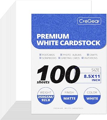 100 Sheets White Cardstock Paper, Cardstock Printer Paper 8.5 x 11, 92lb250gsm Card Stock, Heavy Thick Printing Papers, Copy Papers for School Office Supply,DIY Card,Art, Tag,Invitation,Construction