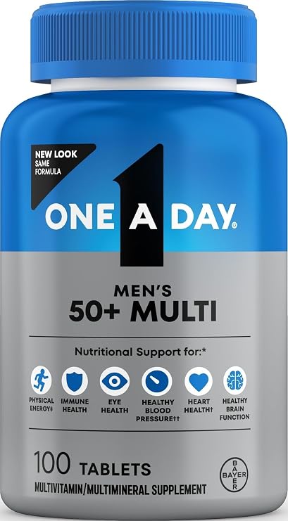 One A Day Mens 50+ Multivitamins, Supplement with A, C, D, E and Zinc for Immune Health*, Calcium & More, 100 Tablets