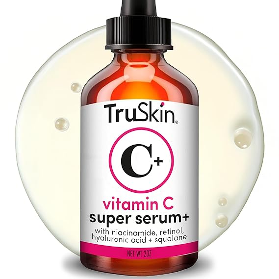 TruSkin Vitamin C Super Serum for Face, 5 Skin Benefits, 2 fl oz | Vitamin C, Retinol, Niacinamide, Hyaluronic Acid and Squalane to brighten, firm, smooth, hydrate, and refine skin