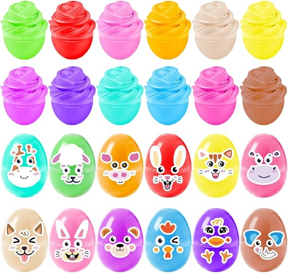 LUKBERA Slime Party Favors, 24 Pack Butter Slime Eggs - Stretchy, Non-Sticky, Mess-Free, Stress Relief, and Safe - Toys for Girls and Boys - Easter, Classroom Reward, Party Supplies, Valentines