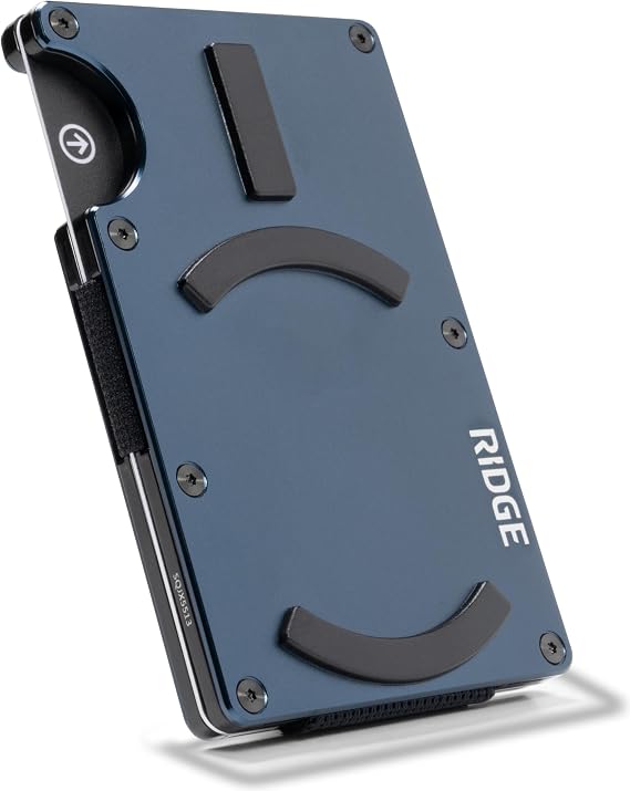 Ridge Wallet for Men - Slim Minimalist Compact Wallet, RFID Protected Front Pocket Wallets for Men, Integrated Cash Strap Card Holder