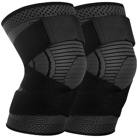 Knee Brace 2 Pack Knee Support for Men Women Elastic Compression Knee Sleeve for Knee Pain, Arthritis, Tendinitis, ACL, Meniscus Tear, Running (Black, XXL)