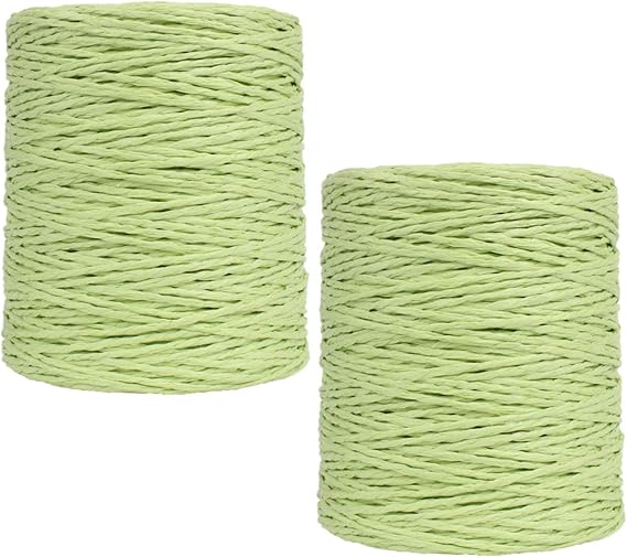 2 Pack of Natural Cotton Line Rayon Raffia Yarn Cotton Raffia Rope for Summer Sun Straw Hat Beach Bag DIY Hand Knitting Handbag 560-600 Meters/612-656 Yards