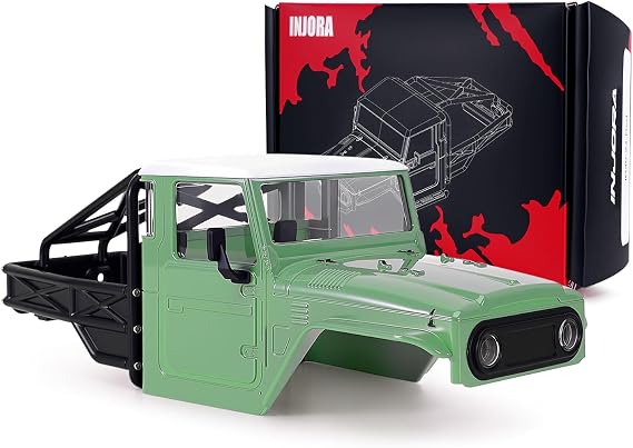INJORA IR40-24 Half Truck Hard Body with Cage for 1/24 SCX24 Upgrade(Muted Green)