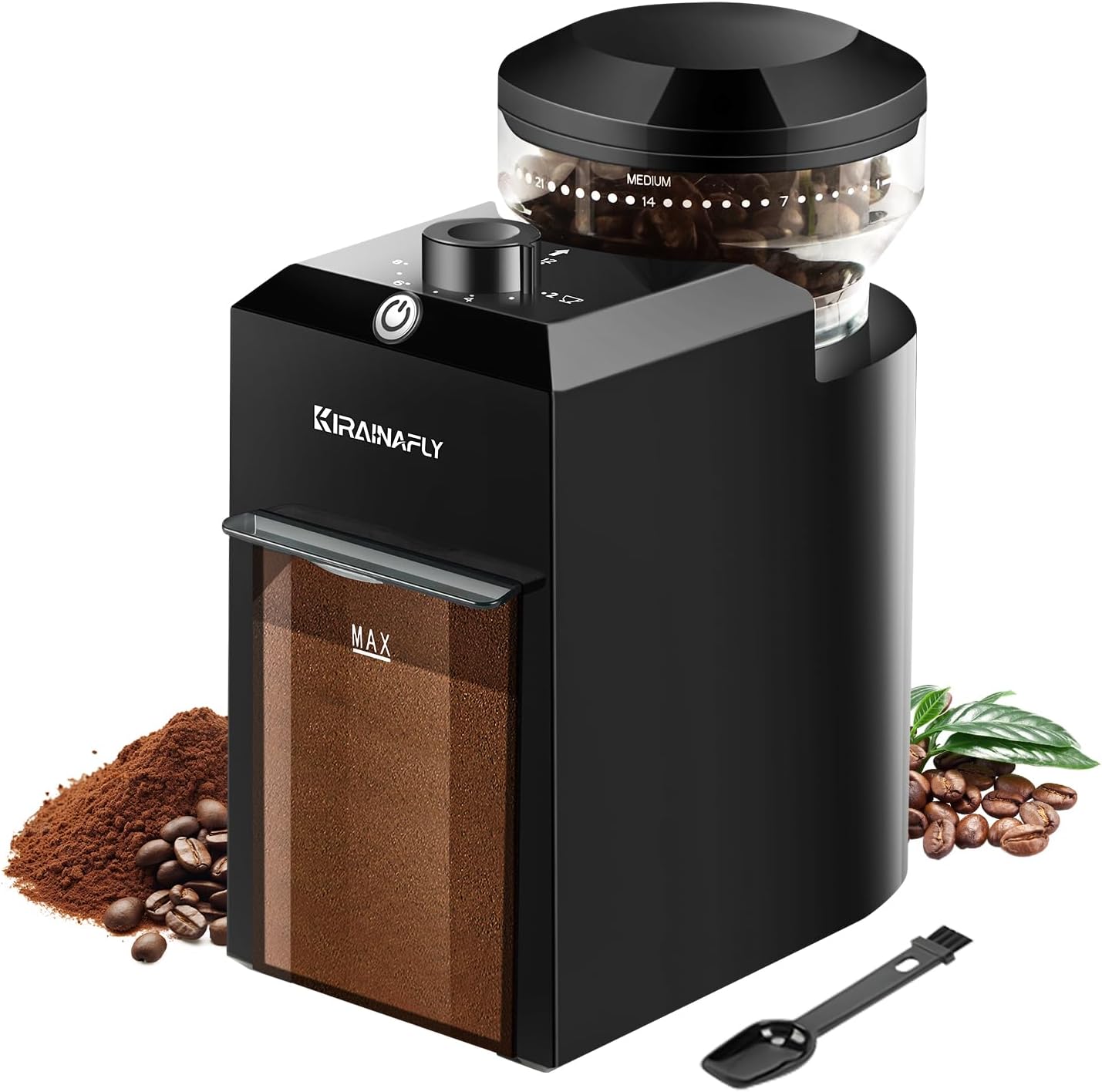 Electric Burr Coffee Grinder,Adjustable Coffee Grinder with 28 Precise Grind Setting for French Press, Drip Coffee and Espresso,12 Cups Black