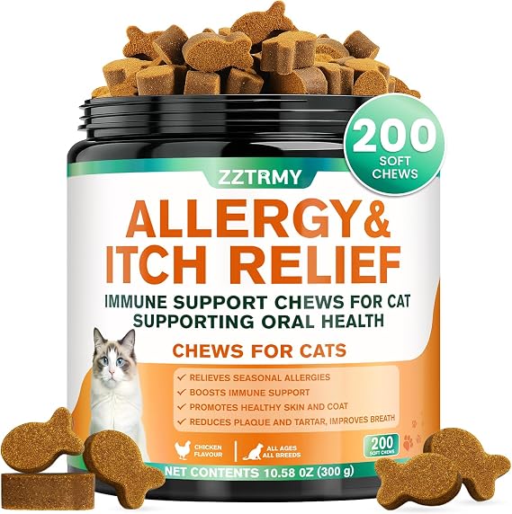 Cat Allergy Chews with Omega 3 & Probiotics for All Breeds & Ages 200 Chews