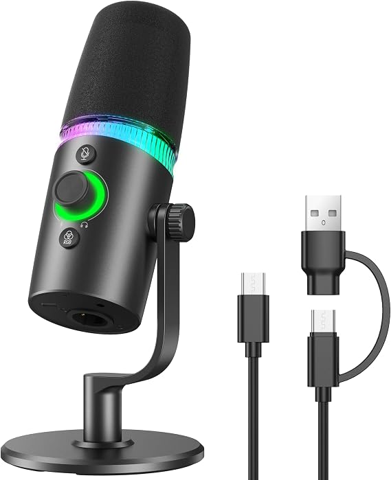 USB/XLR Dynamic Microphone for Gaming Streaming Podcast Recording PC Mic