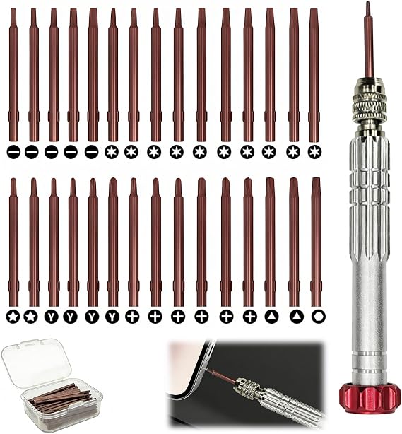 30Pcs Mini Screwdriver Set, Micro Screwdrivers Set for DIY and Home Use, Precision Screwdrivers for Electronics, Glasses, Watches and Small Repairs