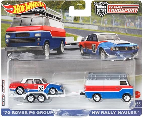 Hot Wheels Premium HKF45 Team Transport '70 Rover P6 Grup 2 / HW Rally Hauler (#55)