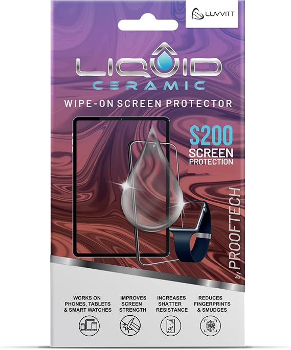 LIQUID CERAMIC Glass Screen Protector With $200 Coverage | Wipe On Shatter and Scratch Resistant Nano Protection for All Phones Tablets and Smart Watches - Universal