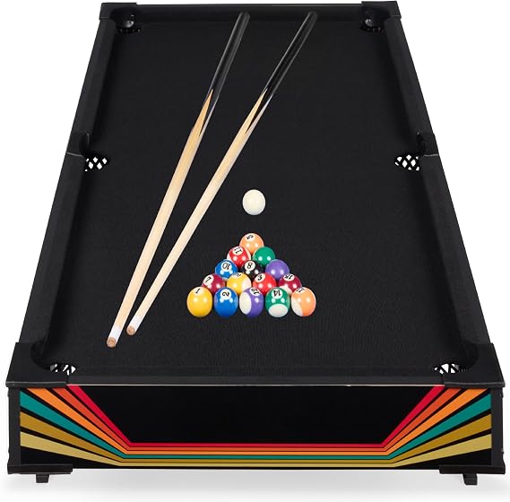 Best Choice Products Tabletop Billiard Table, Pool Game Table for Living Room, Game Room w/ 2 Cue Sticks, Ball Set, Storage Bag