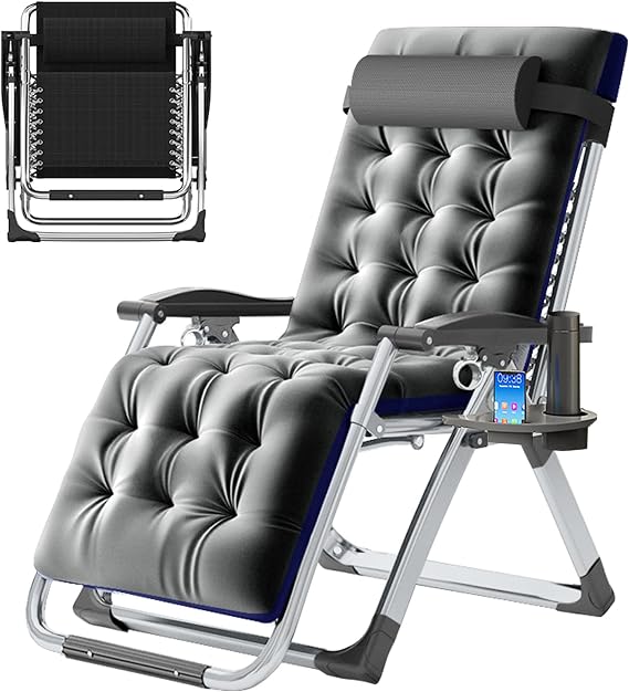 Slsy Zero Gravity Lounge Chair with Cushion & Tray, Folding Patio Recliner