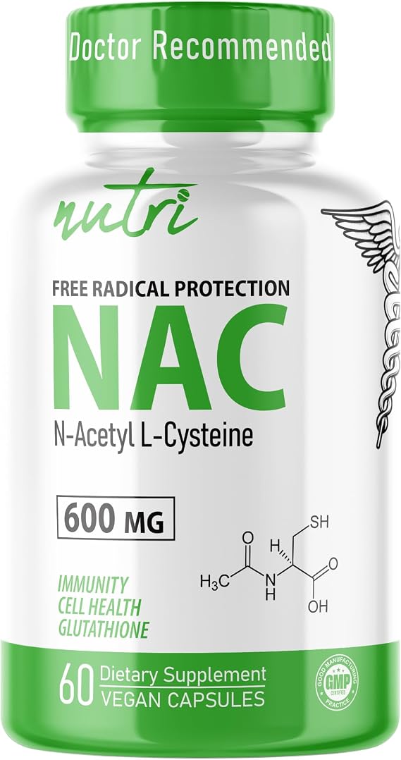 Nutri NAC N-Acetyl Cysteine 600mg - Antioxidant, Liver & Lung - 60 Caps