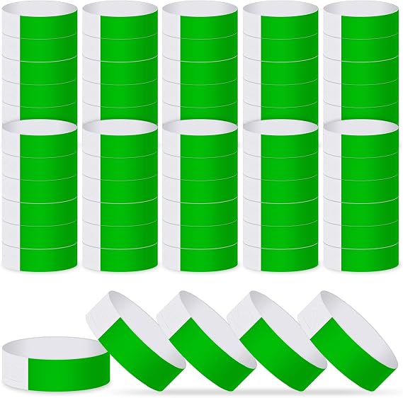 ASTARON Event Wristbands 200 Pcs Paper Bracelets for Clubs Concert(Green)