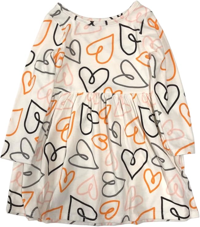 Infant & Toddler Girls White Orange & Black Heart Halloween Baby Dress