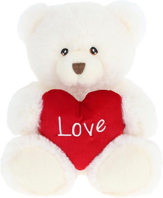 Keeleco Bear With Heart 45cm - White, For Valentine's Day, Gift, Soft Toy, Cuddle Toys, Giftable Plush