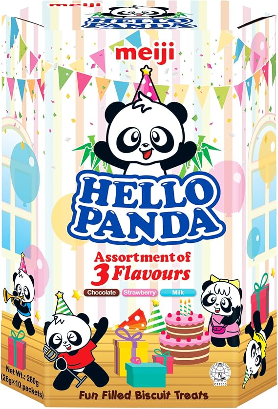 Hello Panda Biscuits 260g – Fun, Crunchy Biscuits Filled with Smooth Chocolate Cream | Halal Certified (Assorted)