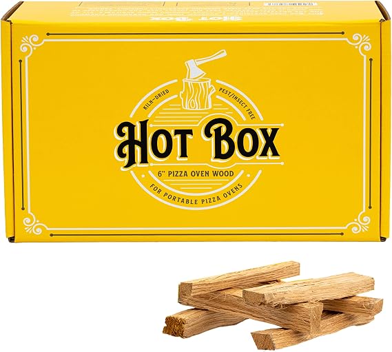 HOT BOX Kiln-Dried Oak Cooking Wood - 6 Inch Mini-Cut Logs For Portable Wood-Fired Pizza Ovens and Smokers, 1 Box (350 Cubic Inches)