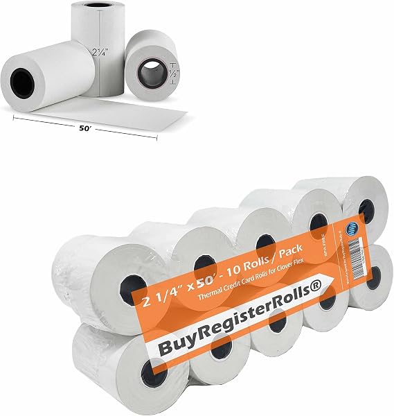 (10 rolls) 2 1/4 X 50 Thermal Paper Rolls 48 GSM Verifone Vx520 Ingenico ICT220 ICT250 FD400 Clover Mini Receipt Paper and Mobile Printer Square Terminal register receipt paper rolls