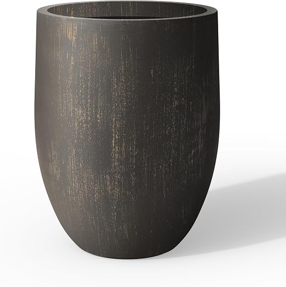Kante Large Round Bullet Vintage BRN Concrete Planter 21.7" Tall, Outdoor