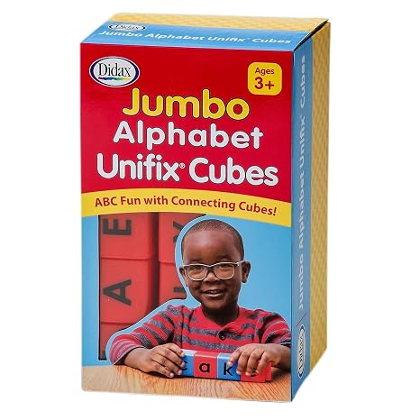 Didax Jumbo Alphabet Unifix Cubes, Set of 30, 3.5 H x 8.5 L x 5.13 W
