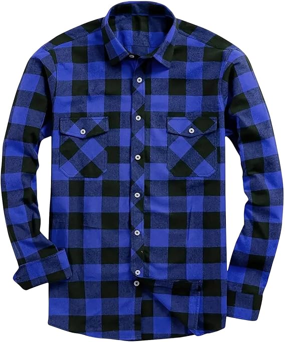 Men's Flannel Plaid Shirts Regular Fit Long Sleeve Button Down Shirt Lightweight Jackets Fall Fashion Outfits 2025