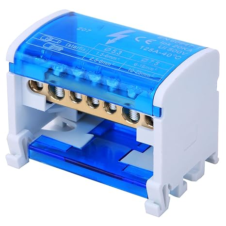 Terminals Distribution Block, Bus Bar Box, Power Distribution Block, 2-Level Junction Box 207, with Transparent Dust Cover, for Control Cabinets Switchgear