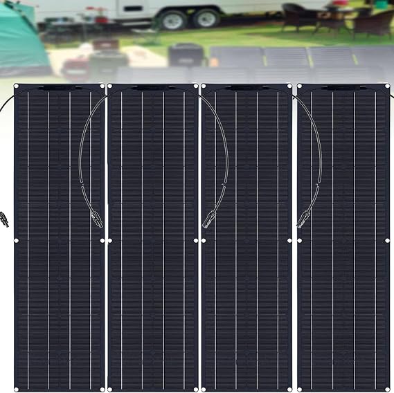 200W/400W/800W Flexible Solar Panel Solar Kit 12V-24V Single Crystal Solar Module with Charging Controller 40A & Cable for RVs, Boats, Trailers, Campers, Marines, Off-Grid Systems Black-800W