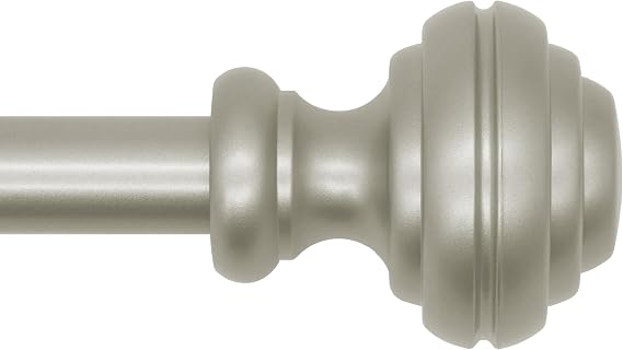 Nickel Curtain Rods for Windows 16.5-45 inch,3/4 inch Heavy Duty Adjustable Decorative Curtain Rod with Modern Finials,Window Rods for Bedroom, Living Room,Patio and Kitchen