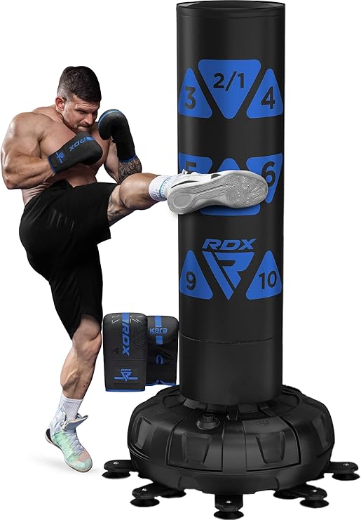 RDX XXL 330LBS Target Freestanding Punching Bag with Cover & Gloves 72 Adult Heavy Pedestal Punch Bag Set - 17 Suction Cup 8 Extended Legs Stand Base - Kick Boxing MMA Muay Thai Home Gym Fitness