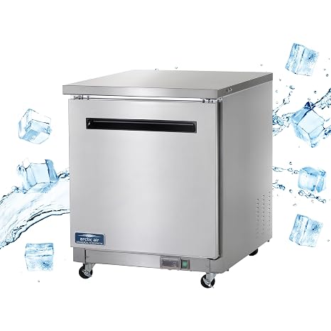 Arctic Air AUC27F 27' Single Door Work Top Undercounter Freezer, 6.5 Cubic Feet, Stainless Steel, 115v