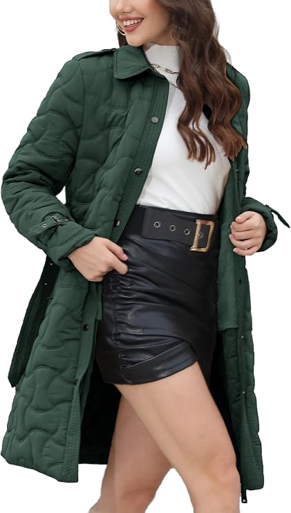 Bellivera Women Long Heavy Puffer Coat Diamond Quilted Thermal Thicken Winter Parka Windproof Jacket with Hood