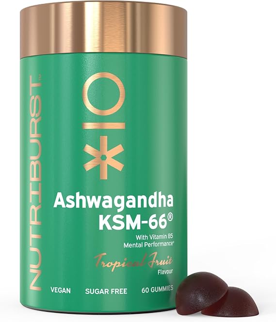 Nutriburst Ashwagandha KSM-66 • Boost Clarity • Vegan & Sugar Free Gummies
