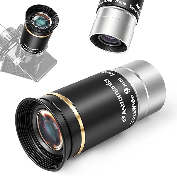 Astromania Telescope Eyepiece 1.25" Gold Line 66 Ultra Wide Angle Lens 9mm