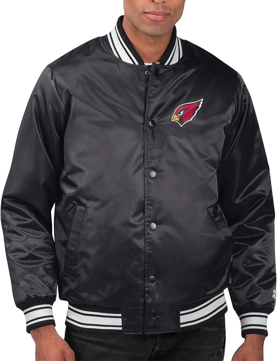STARTER Men's NFL Printed Team Logo Satin Varsity Full-Snap Jacket