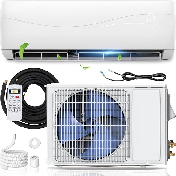 GLACER 9000BTU Mini AC Split-System, 17 SEER2 Ductless Air Conditioner w/Pre-Charged Condenser, White (9000BTU, 220V, 17 SEER2)
