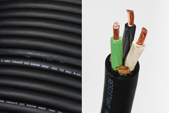 6/3 SOOW SO 600V Portable Power Cord Outdoor Durable Flexible Wire Cable (6/3 SOOW Cable, 75') L