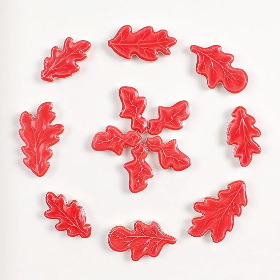 200g of Leaf Ceramic Mosaic Tiles - Leaf Mosaic Tiles - Suitable for DIY handicrafts, Flower pots,Stepping Stones,Fish Tank, and Garden Decoration Mosaic Making Materials(red)