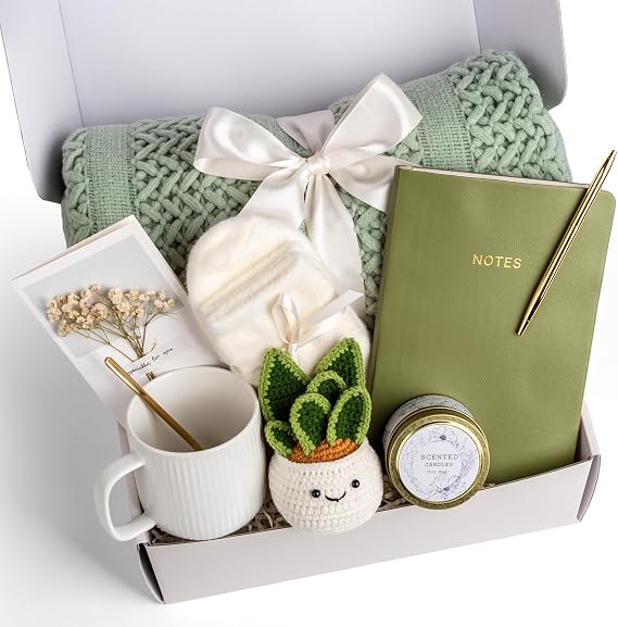 Birthday Gift for Women Friendship, Gifts for Women Birthday Unique Self Care, Gifts Basket for Best Friend, Sister, Mom, Teen Girls, Wife, Girlfriend, Coworker (Green)