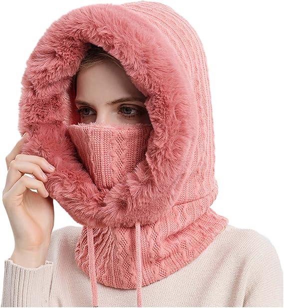 Lolvmvchi Beanie for Men Cold-Proof Integrated Cold-Proof Headgear Mask Hood Women Ski Bib Hat Winter Cap Hats Windproof