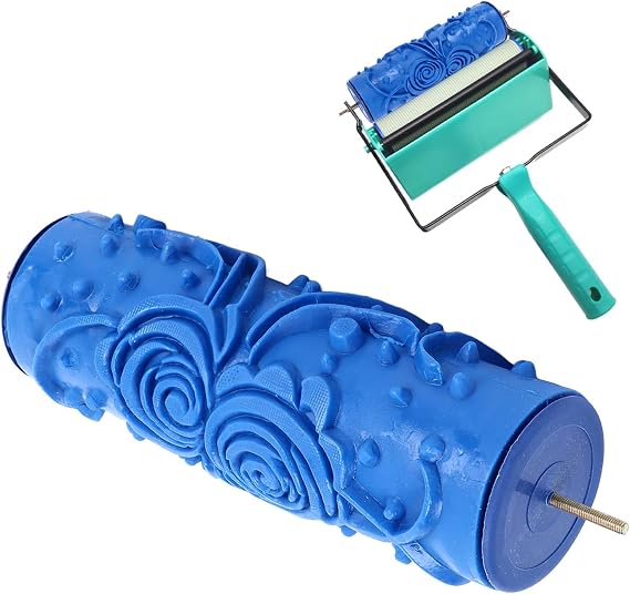 5inch DIY Patterned Paint Roller Decorative Rubber Roller Decorative Art Roller Texture Roller, Soft Embossing Texture Rubber Roller (ZZ0077 Flower)