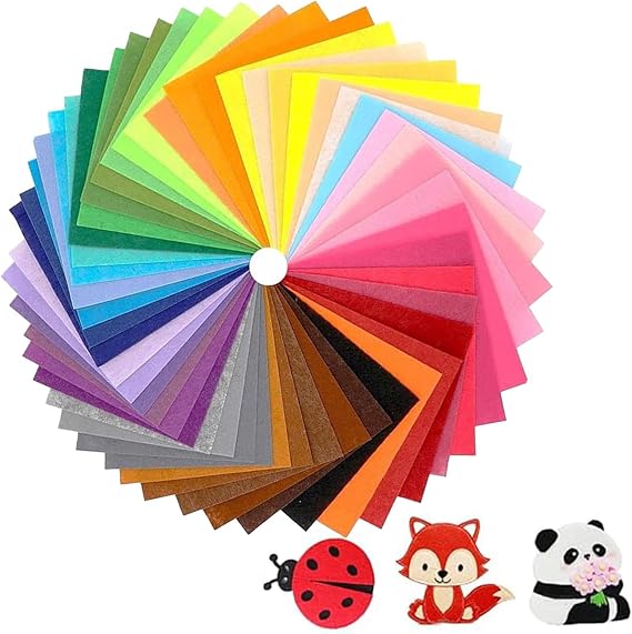 66Pcs Felt Fabric Sheet,15x15cm Assorted Colour Felt Fabric Sheet for Craft