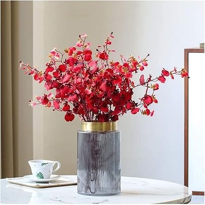 Artificial Flowers Beautifully Artificial Flowers Artificial Silk Oncidium Hybridum Dancing Orchid Fake Flower Vase Set Faux Flowers