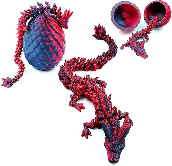 Yeefunjoy 3D Printed Crystal Dragon in Egg 3D Printed Fidget Toy | Full Articulated Dragon with Dragon, Flexible Joints Home Decor Executive Desk Dinosaurs Toys, Kids Gifts for Stress Relief