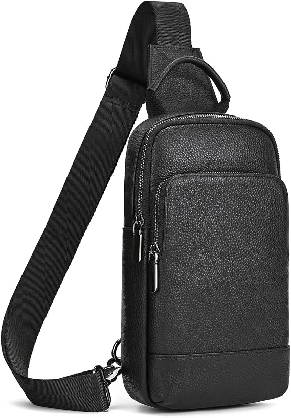 Genuine Leather Sling Bag Mens Crossbody Chest Bag