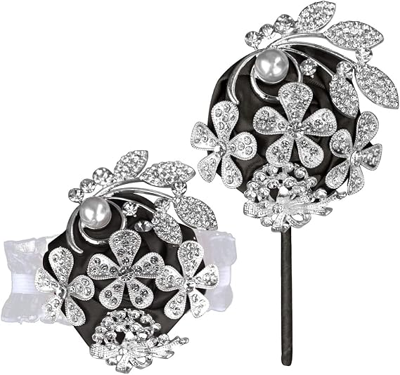 Artificial Wedding Wrist Corsage and Boutonniere Set with Rhinestone and Pearl for Bridal Party Floral Accessories for Bride Groom Bridesmaids Prom Party