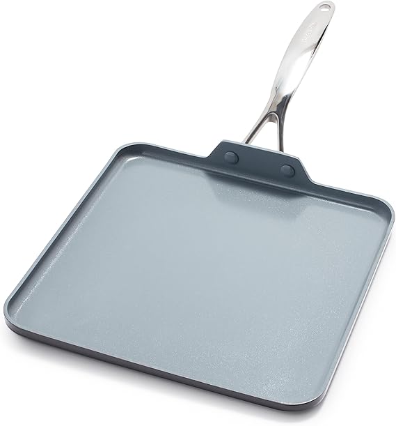 GreenPan Valencia Pro 11" Ceramic Nonstick Griddle, Hard Anodized | PFAS-Free Nonstick, Induction Ready, Compatible with all Stovetops, Hard Anodized, Gray, Dishwasher Safe, Oven Safe to 600F