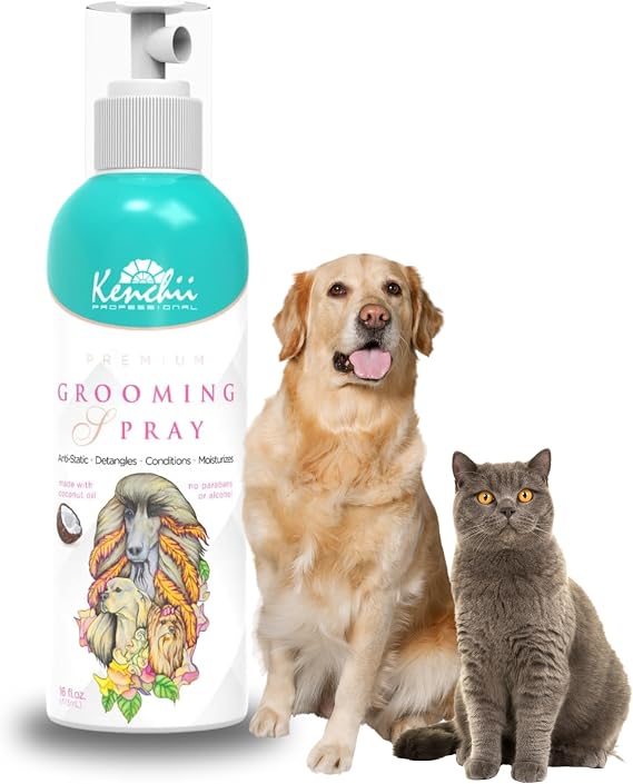Kenchii Premium Pet Grooming Spray for Dogs and Cats | All-Natural Scented Moisturizing Pet Detangler Spray | Pet Conditioner Coat Shine Spray