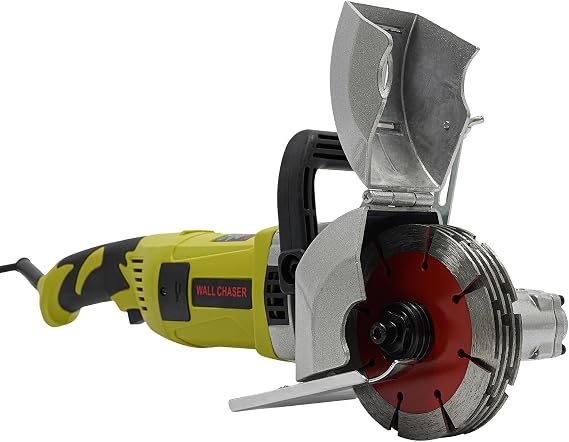 4000W Wall Grooving Machine Electric Grooving Machine 6500RPM Handheld Concrete Cutting Machine Wall Chaser Cutting Machine w/5 Saw Blades for Concrete Floor Red Brick Marble Grooving